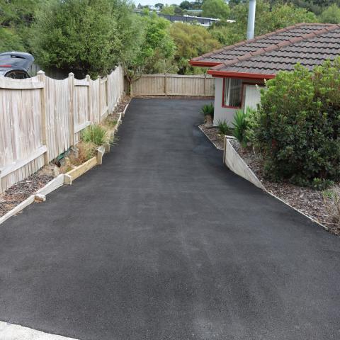 Timber edging on driveway, Tauranga